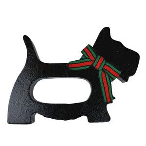 Vera Neumann Scottie Dog Wooden Napkin Rings Set of 7 Scottish Terrier Plaid Bow